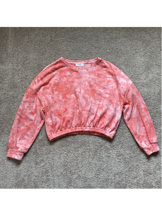 Elodie Tops - Elodie Womens Size XL Pink Tie Dye Cropped Pullover Sweatshirt